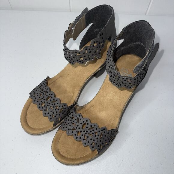 Rieker Women’s Rhinestone Embellished Heel Sandal Gray Size 39 - Picture 2 of 7